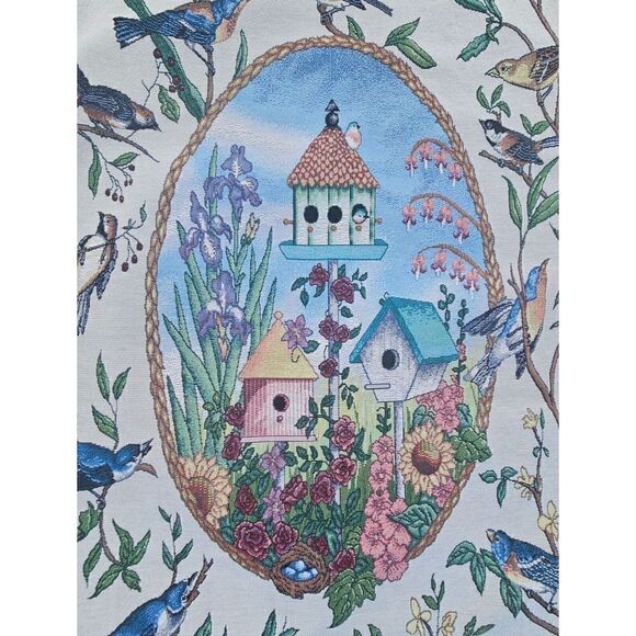 Vintage Garden Serenade Song Bird Wall Tapestry & Wooden Pole 36" x 24" - Picture 3 of 3